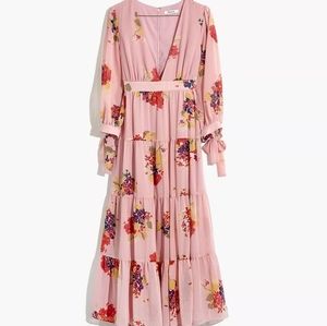 NWT Madewell tie-sleeve tiered midi Market Dress